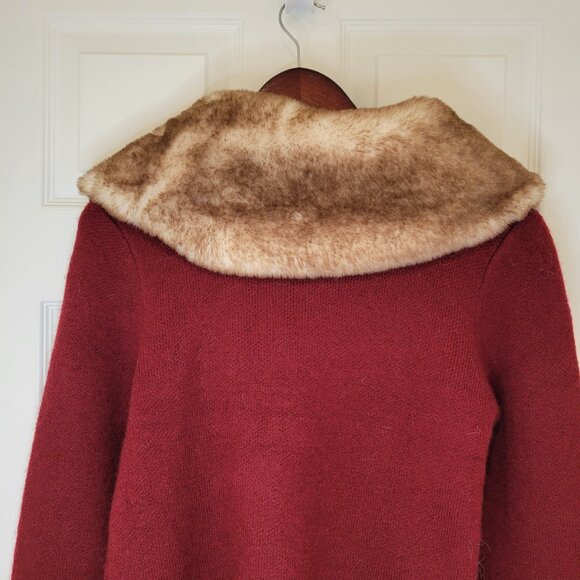 ELLEN TRACY Faux Fur Collar Cardigan NWT - Picture 10 of 10